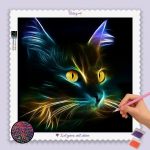 Cat_base-diamond-painting-paintingscart Abstrakte Katze mit Licht