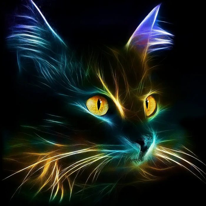 Cat_input-diamond-painting-paintingscart Abstrakte Katze mit Licht