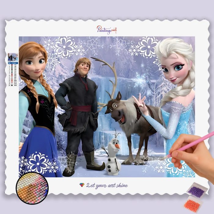 Elsa_and_Friends_base-diamond-painting-paintingscart Anna und Königin Elsa mit Freunden