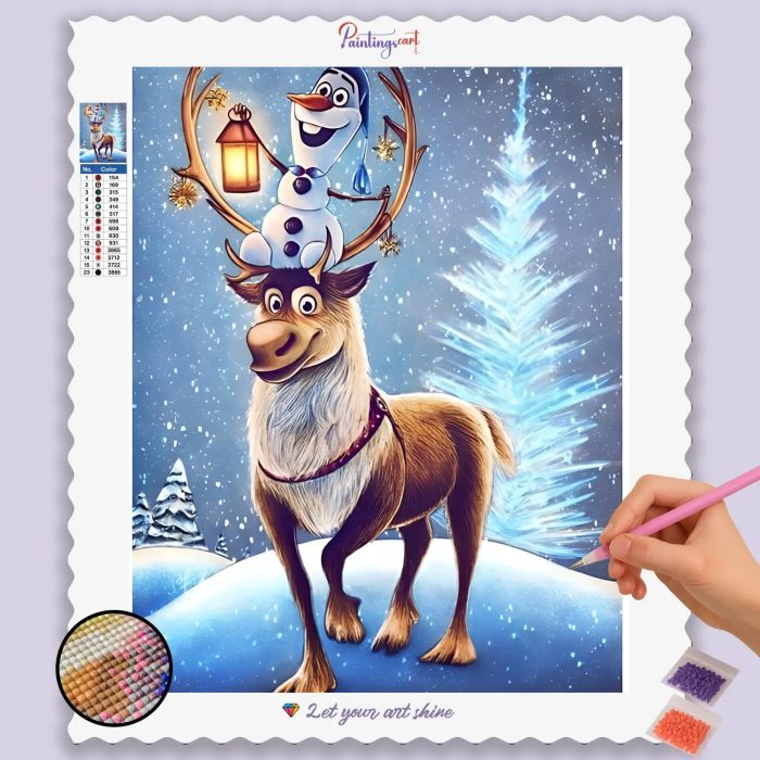 Snowman_Christams_base-diamond-painting-paintingscart Der Schneemann und sein Freund