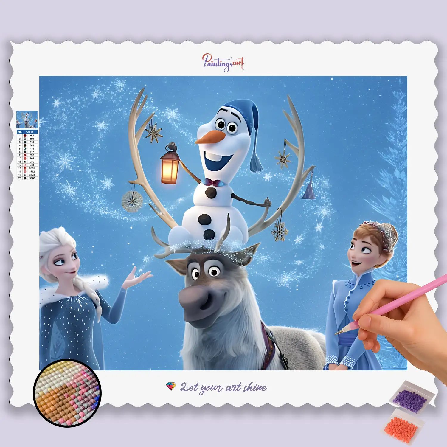 Anna und Königin Elsa mit Schneemann