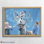Snowman_and_Elsa_float-diamond-painting-paintingscart Anna und Königin Elsa mit Schneemann