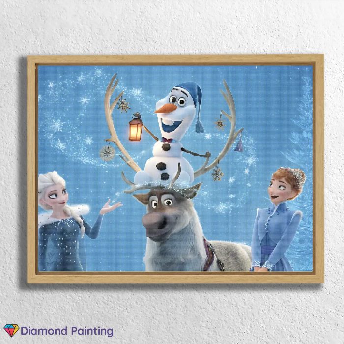 Snowman_and_Elsa_float-diamond-painting-paintingscart Anna und Königin Elsa mit Schneemann