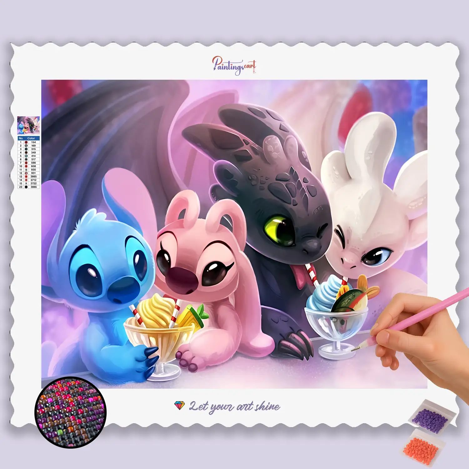 Stitch und Engel mit Freunden