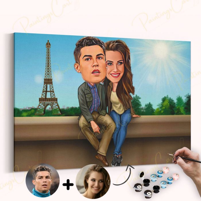 Couple-in-Paris Romantisches Paar in Paris - eigene Karikatur