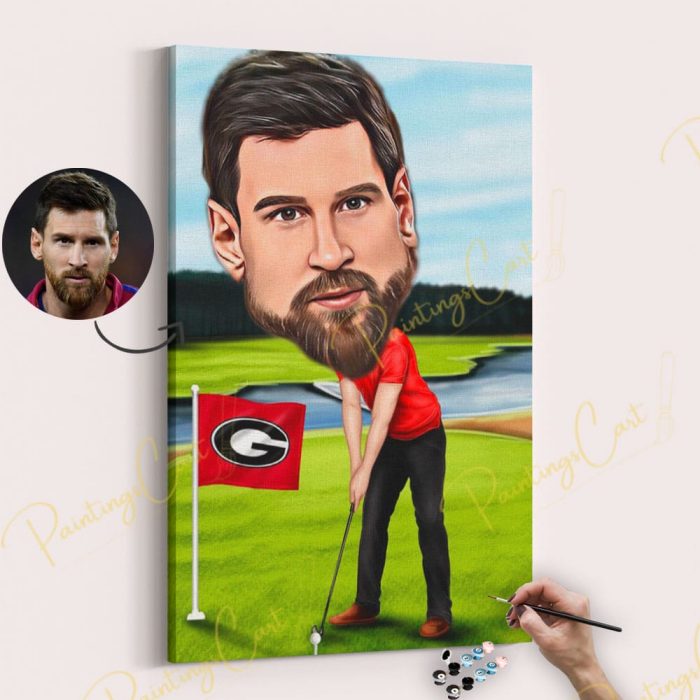 golf-lover Golf spielen - Eigenes Foto Karikatur
