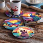 Cute Animals and Birds Coasters DIY paint By Numbers (18)