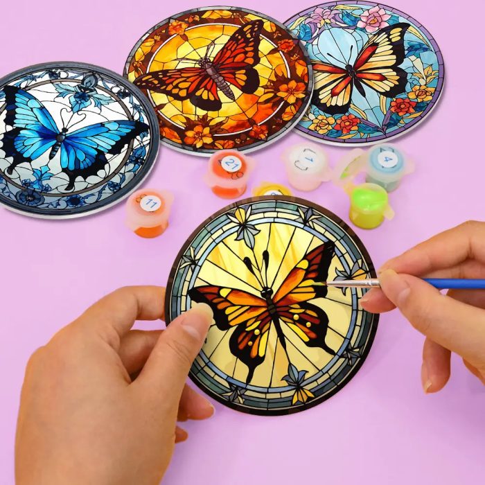 The butterflies Coasters (3) Die Schmetterlinge - Individuelle Untersetzer Malen nach Zahlen