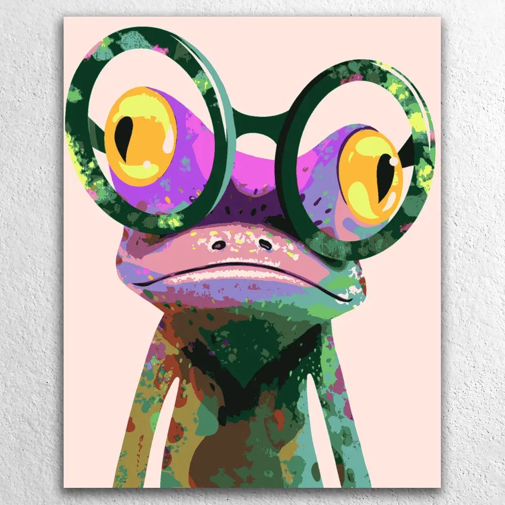 Bunte Frosch mit Brille