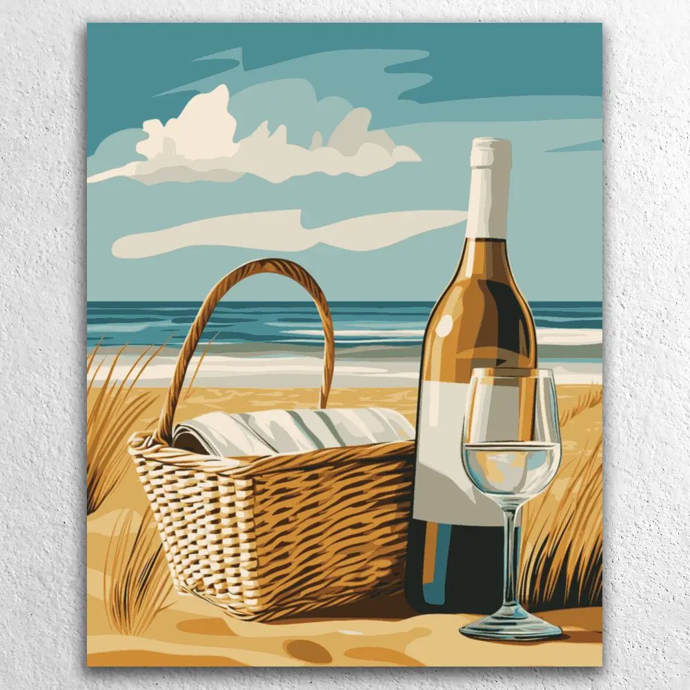 Strandpicknick mit Wein