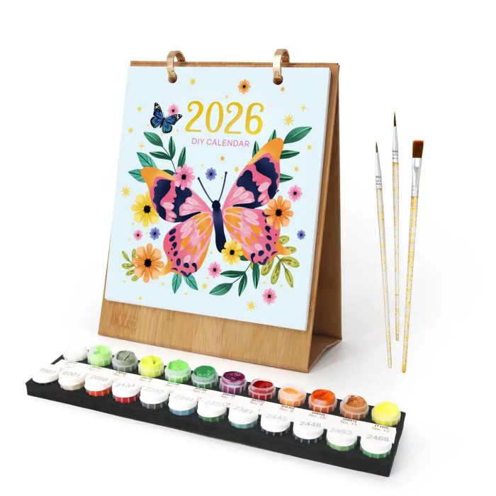 96381 Paint by numbers Diamond Painting webp Malen nach Zahlen Kalender 2026 – Schmetterlinge Edition