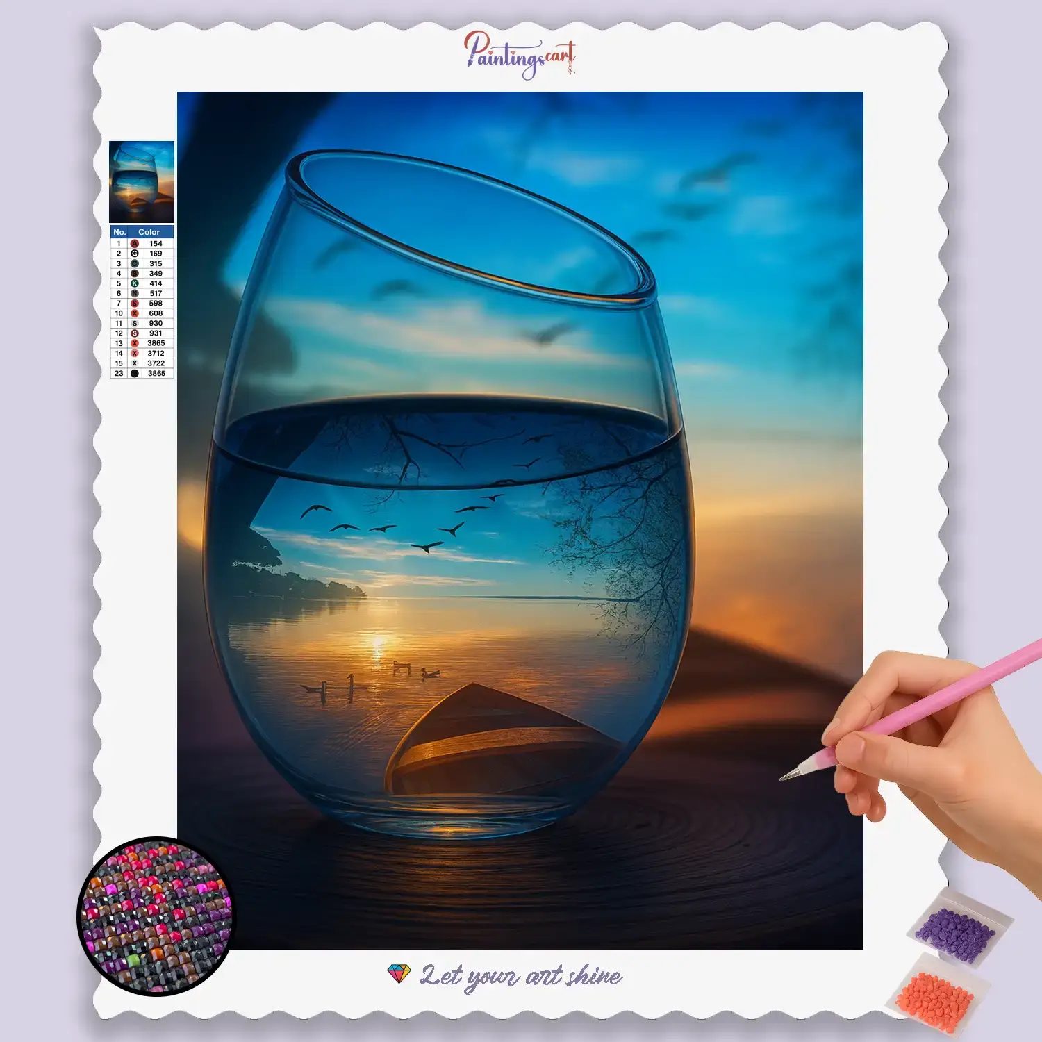 Schöne Natur durch ein Glas Wasser – Diamond Painting