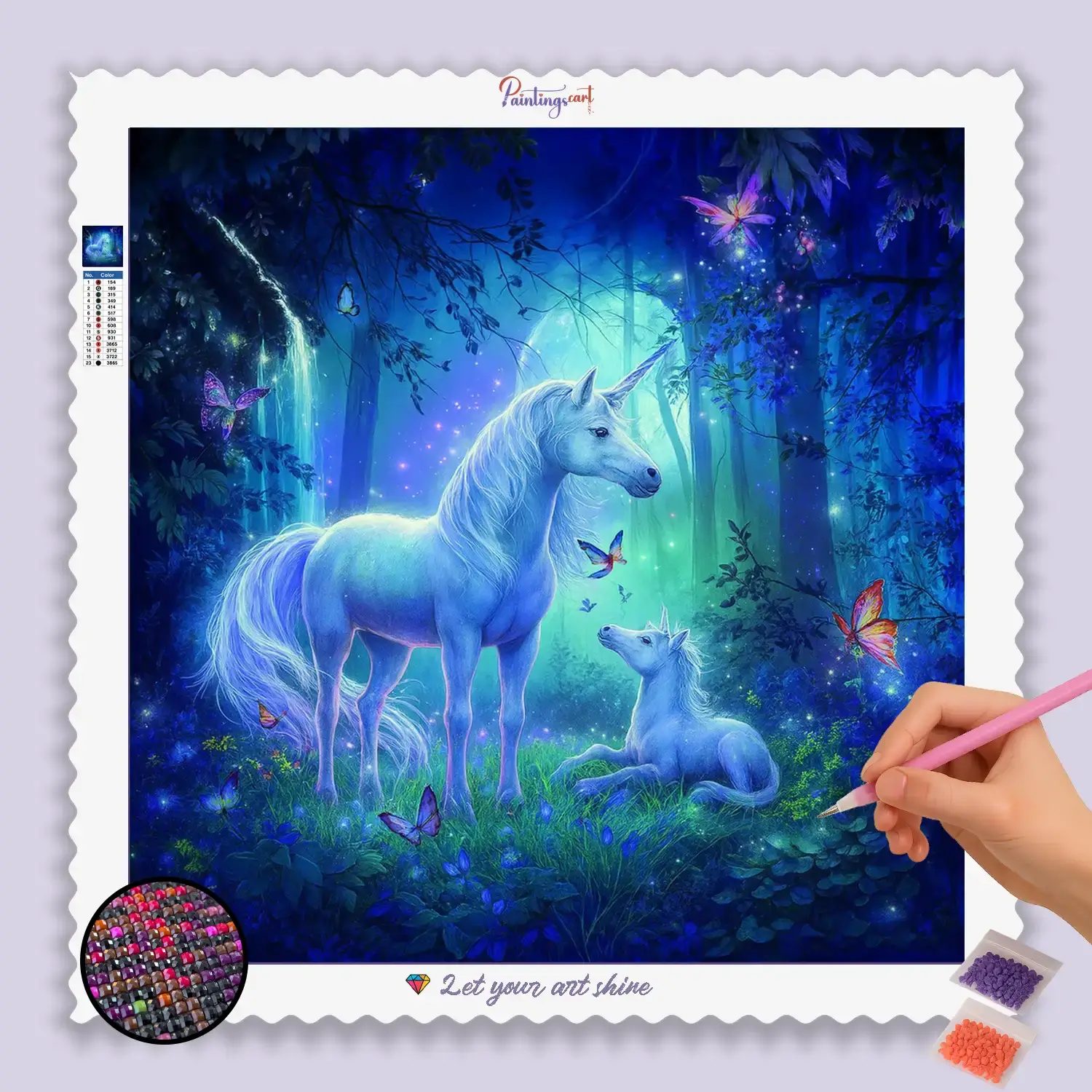 Diamond Painting „Einhorn im Wald“ – Komplettset mit Glitzersteinen. Magischer Bastelspaß für Einhornliebhaber & kreative Dekofans!